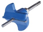 A blue, metal tool attachment with a curved blade and a cylindrical rod, commonly used for enlarging holes in masonry or concrete surfaces. The attachment has a shaft compatible with power drills.