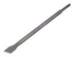 A hardened steel SDS demolition chisel with a wide flat blade, designed for use with SDS rotary hammers to break out tiles, mortar, and concrete.