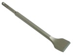 A hardened steel SDS demolition chisel with a wide flat blade, designed for use with SDS rotary hammers to break out tiles, mortar, and concrete.
