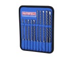 A set of 10 Faithfull screwdrivers with colour-coded handles covering a range of flathead and Phillips sizes.,