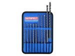 A set of 10 Faithfull screwdrivers with colour-coded handles covering a range of flathead and Phillips sizes.,