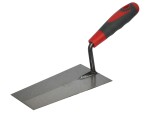 A Faithfull bucket trowel with a rounded rectangular blade and a polymer handle, for scooping and spreading render and mortar.