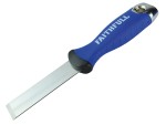 A 25mm flexible filling knife with a thin steel blade and a painted wooden or plastic handle, for applying and smoothing filler and caulk.