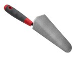 A Faithfull gauging trowel with a rounded heel steel blade, used for measuring and mixing small batches of mortar or adhesive.