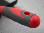 A Faithfull trowel with a polished steel blade and an ergonomic handle, for applying and finishing mortar, plaster, and adhesive.