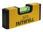 A Faithfull compact torpedo spirit level with three vials for checking horizontal, vertical, and 45-degree angles.