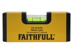 A Faithfull compact torpedo spirit level with three vials for checking horizontal, vertical, and 45-degree angles.