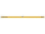A long, yellow spirit level with black and white end caps, a central bubble vial, and the brand name Faithfull printed on the left.