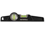A Faithfull 25cm spirit level with an extruded aluminium body and accurate vials, for checking horizontal and vertical alignment.