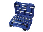 A Faithfull socket wrench set with a ratchet handle and multiple socket sizes, for tightening and loosening nuts and bolts.
