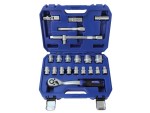 A Faithfull socket wrench set with a ratchet handle and multiple socket sizes, for tightening and loosening nuts and bolts.