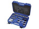 A Faithfull socket wrench set with a ratchet handle and multiple socket sizes, for tightening and loosening nuts and bolts.