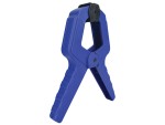A spring clamp with a plastic or steel body and non-slip pads, for quickly holding lightweight assemblies and sheets.