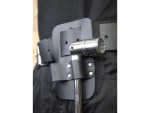 A scaffold spanner with a box-section ratcheting ring and a pointed podger bar handle, for assembling scaffold tube fittings.