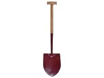 A Faithfull short-handled rounded-bladed spade with a steel blade and a wooden or fibreglass shaft, for general digging work.