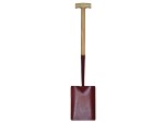 A Faithfull short-handled square-bladed spade with a steel blade and a wooden or fibreglass shaft, for general digging work.