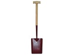 A Faithfull short-handled square-bladed spade with a steel blade and a wooden or fibreglass shaft, for general digging work.