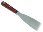A 50mm flexible filling knife with a thin steel blade and a painted wooden or plastic handle, for applying and smoothing filler and caulk.