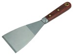 A 64mm flexible filling knife with a thin steel blade and a painted wooden or plastic handle, for applying and smoothing filler and caulk.