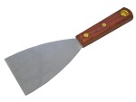 A 75mm flexible filling knife with a thin steel blade and a painted wooden or plastic handle, for applying and smoothing filler and caulk.