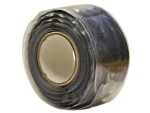 A  cartridge of Faithfull black silicone sealant with a flexible cured finish, for sealing joints around kitchens, bathrooms, and windows.