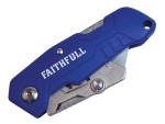 A retractable utility knife with a rubberised or plastic body, a locking mechanism, and replaceable snap-off blade segments.
