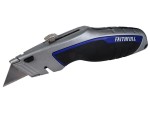 A Faithfull retractable tape measure with a blade, a rubberised case, and a belt clip, for general site measurement.