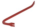 A hardened steel crowbar with a curved prying end and a pointed chisel tip, designed for levering, prying, and demolition work.