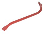 A hardened steel crowbar with a curved prying end and a pointed chisel tip, designed for levering, prying, and demolition work.
