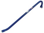 A hardened steel crowbar with a curved prying end and a pointed chisel tip, designed for levering, prying, and demolition work.