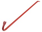 A hardened steel crowbar with a curved prying end and a pointed chisel tip, designed for levering, prying, and demolition work.