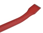 A hardened steel crowbar with a curved prying end and a pointed chisel tip, designed for levering, prying, and demolition work.