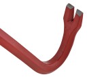 A hardened steel crowbar with a curved prying end and a pointed chisel tip, designed for levering, prying, and demolition work.