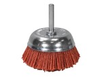 A brush with natural or synthetic bristles and an ergonomic handle, for applying coatings or cleaning surfaces.