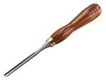 A hardened steel chisel with a bevelled cutting edge and a square-section body, for cutting stone, brick, or timber.