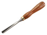 A hardened steel chisel with a bevelled cutting edge and a square-section body, for cutting stone, brick, or timber.