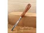 A hardened steel chisel with a bevelled cutting edge and a square-section body, for cutting stone, brick, or timber.
