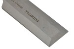 A bevel-edge wood chisel with a hardened steel blade and a polymer or wooden handle, for paring and chopping joints in timber.