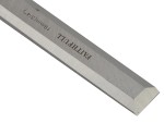 A bevel-edge wood chisel with a hardened steel blade and a polymer or wooden handle, for paring and chopping joints in timber.