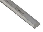 A bevel-edge wood chisel with a hardened steel blade and a polymer or wooden handle, for paring and chopping joints in timber.