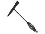 A hammer with a steel head and a steel-handled handle, for general fastening and construction use.