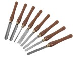 A hardened steel chisel with a bevelled cutting edge and a square-section body, for cutting stone, brick, or timber.