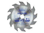 A Faithfull cordless circular saw with a motor, an adjustable bevel plate, and a blade guard, for ripping and cross-cutting timber.