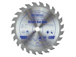 A Faithfull cordless circular saw with a motor, an adjustable bevel plate, and a blade guard, for ripping and cross-cutting timber.